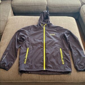 Ralph Lauren Navy Rain Jacket with Neon Yellow Trim